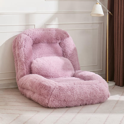 Upholstered Convertible Lounge Chair with 2 Soft Pillows