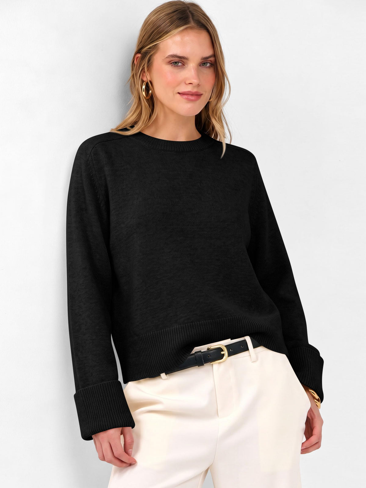 ANRABESS Sweaters for Women Cropped Fall Lightweight Pullover
