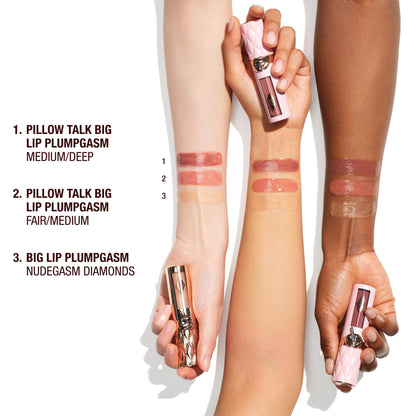 Charlotte Tilbury Big Lip Plumpgasm Lip Gloss - Gift Set Essential - Hydrating Plumper with Hyaluronic Acid & Heat + Ice Technology - Perfect for Pairing with Makeup Favorites