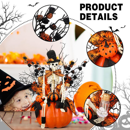 Daifunli Halloween Table Centerpieces Decorations Witch Boot and Pumpkin Artificial Flowers Halloween Tabletop Decorations for Home Kitchen Indoor Haunted Party Decoration 12x17 Inch