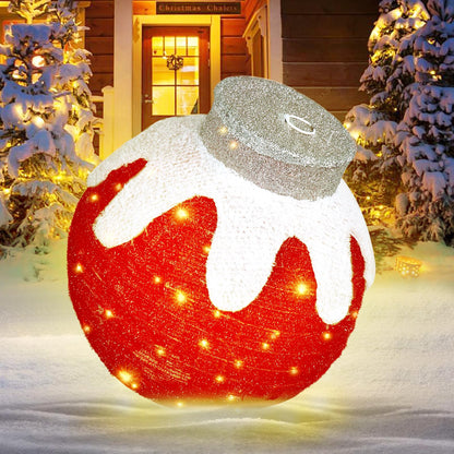 2 Pcs Outdoor Christmas Ornaments, Lighted Pop-Up Holiday Ball Decoration with 160 LED Lights, 8 Light Functions, Lighted Collapsible Christmas Outdoor Decorations for Yard, Patio, Home