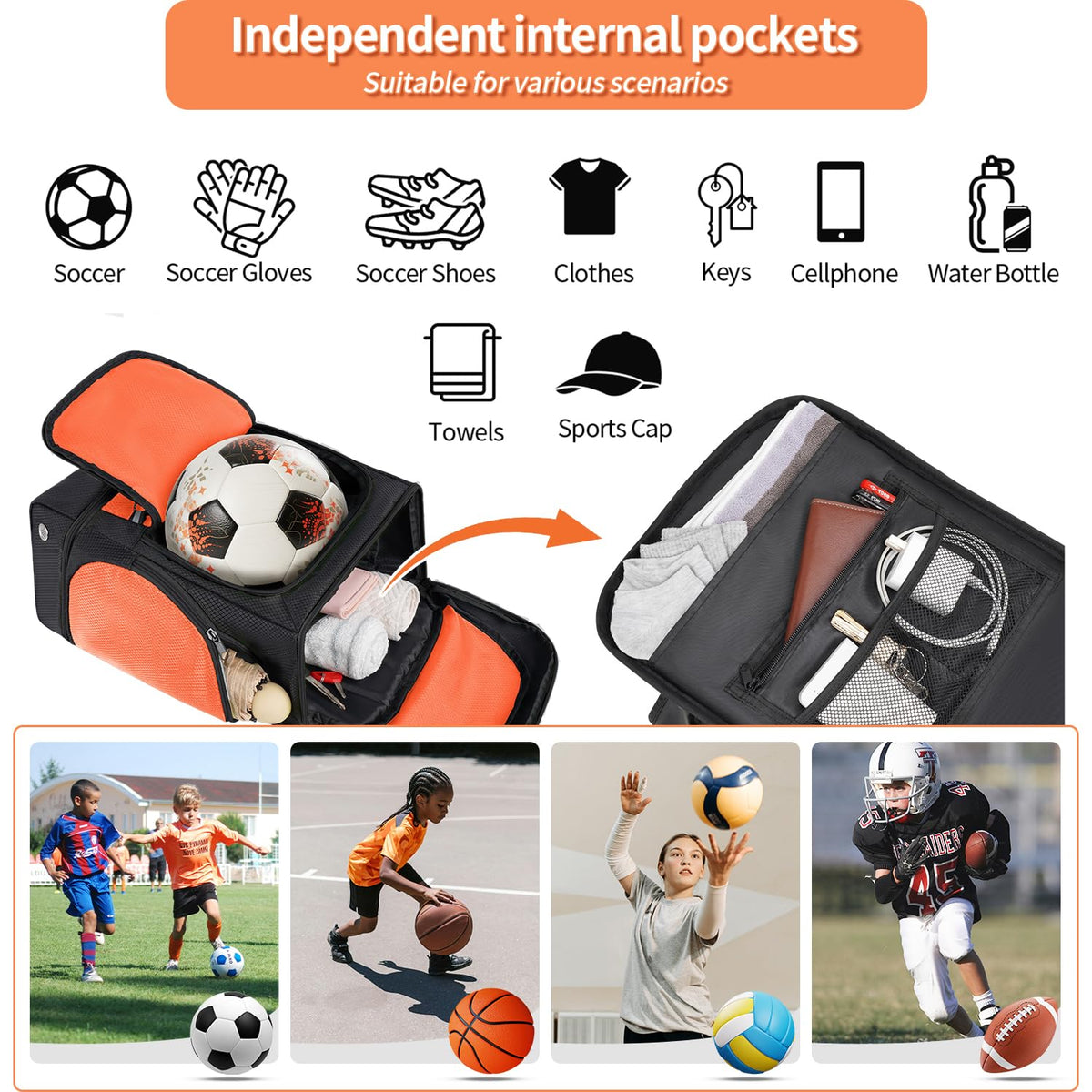 Soccer Backpack,Soccer Bag with Ball Holder and Shoe Compartment