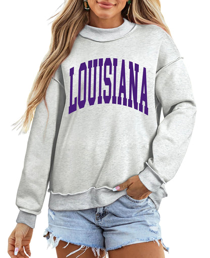SELINK Womens Double Printed Reversible Mock Neck Sweatshirts Pullover Tops