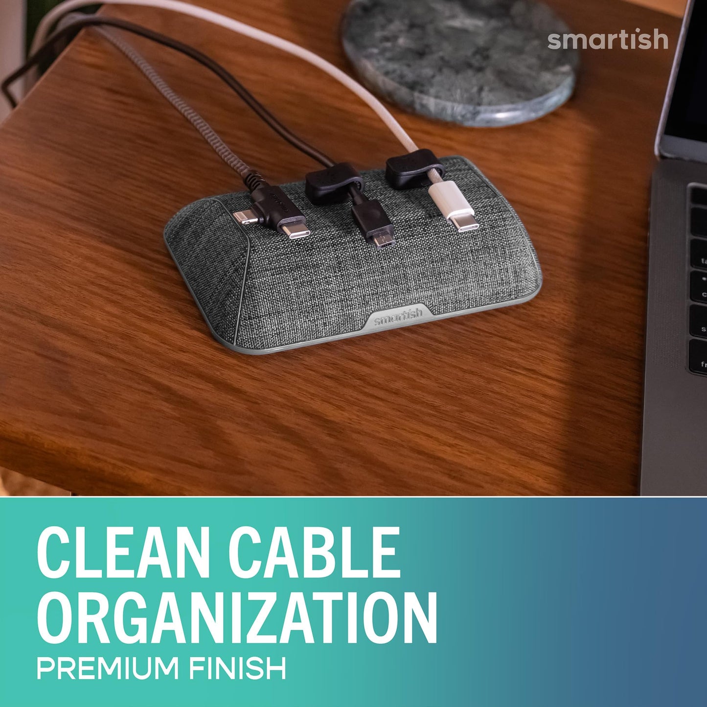 Smartish® Magnetic Cord Holder - Bigger Cable Wrangler Organizer with Magnet Clips for Charger Management on Desktop, Nightstand - Holds 6+ Cables - I'm Blushing