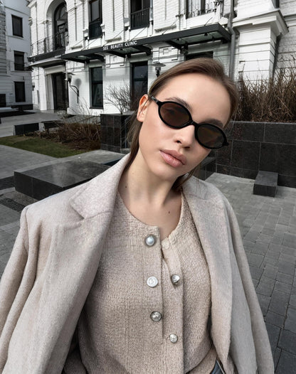 WOWSUN Retro Oval Sunglasses for Women,Slim 90s Vintage Fashion Shades