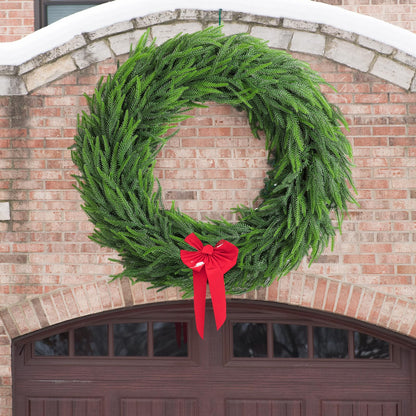 Wavwavw 48" Christmas Large Norfolk Pine Wreath for Front Door