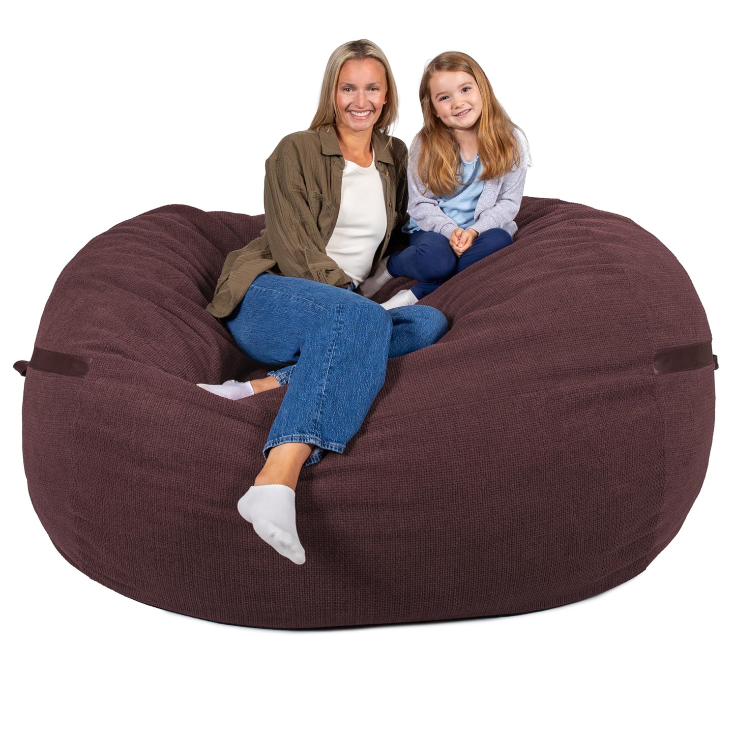 Big Joe Fuf 7Ft Giant Foam Bean Bag Chair, Oversized Couch with Removable Cover for Kids, Teens, Adults, Fog Lenox, Durable Woven Polyester, 7 Foot