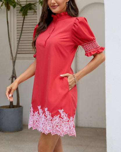 YEXPINE Women's Summer Embroidered Mini Dress