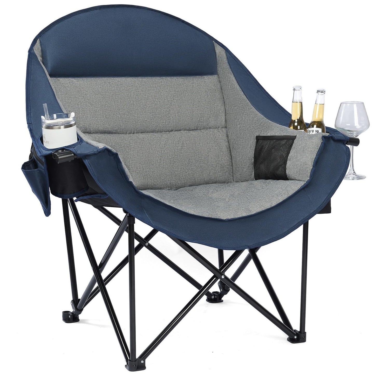 Oversized Camping Chairs for Adults - Heavy Duty Padded Outdoor Camp Chair