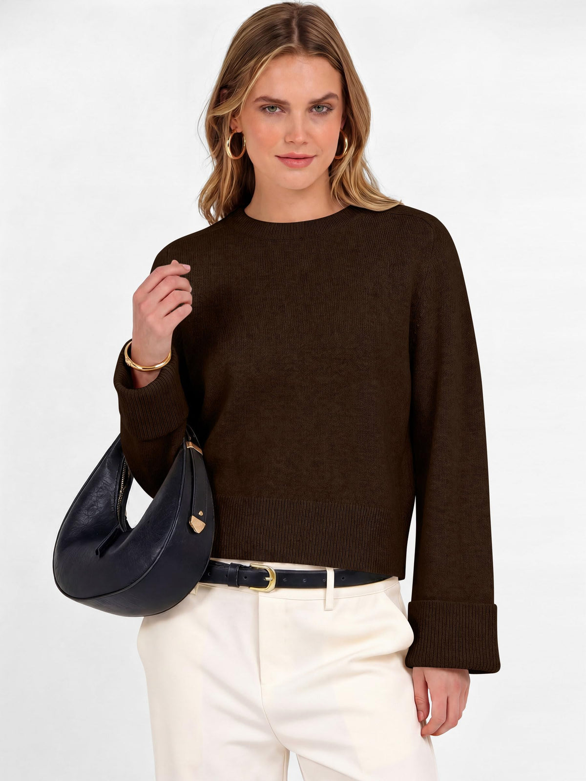 ANRABESS Sweaters for Women Cropped Fall Lightweight Pullover
