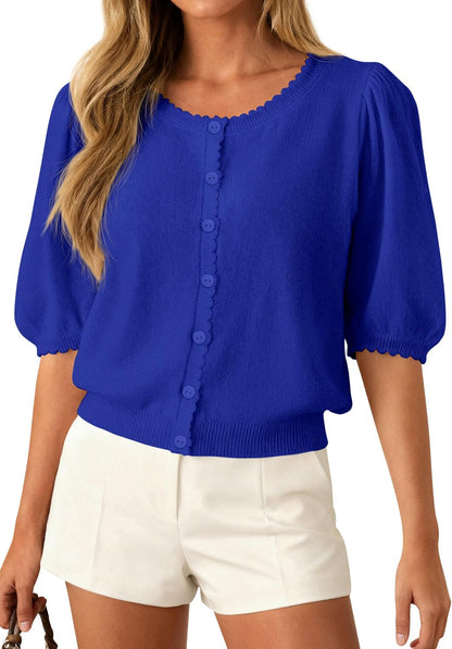 PRETTYGARDEN Women Short Sleeve Lightweight Knit Cardigans
