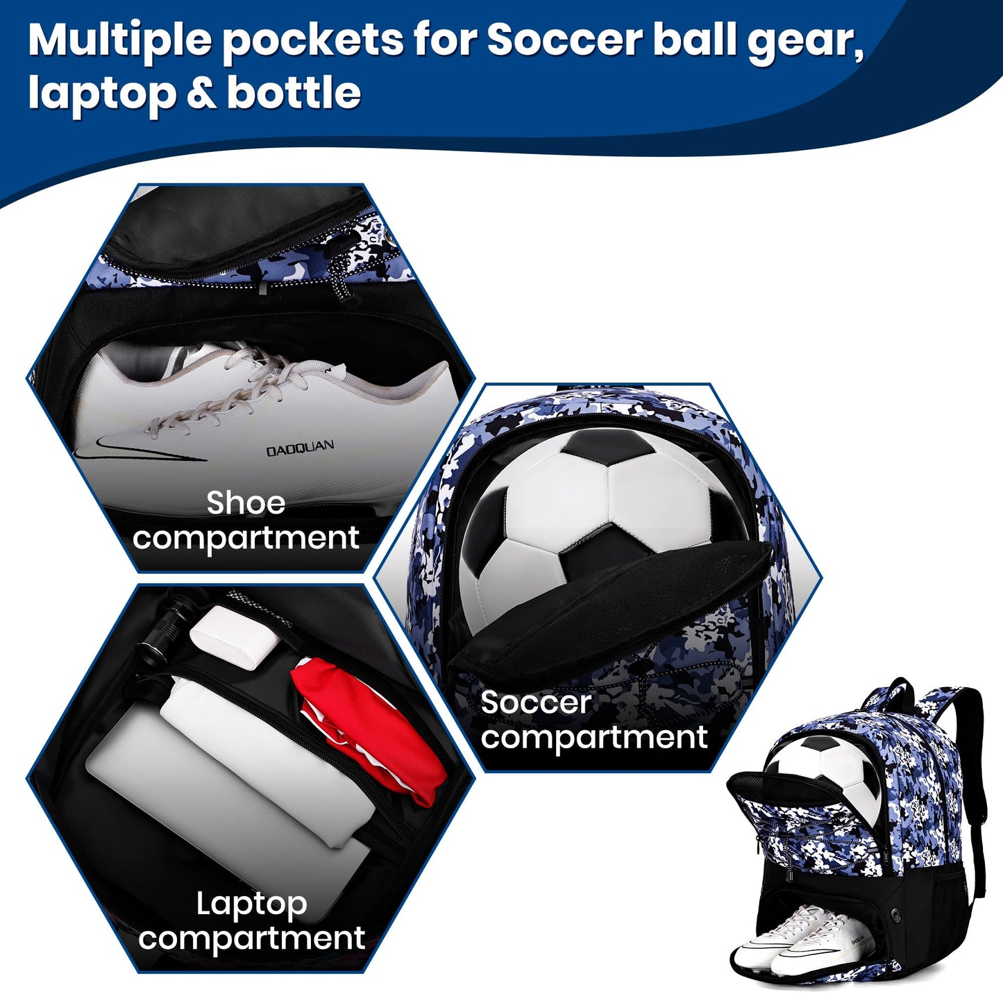 Hsmihair Soccer Bag,Youth Soccer Backpack with Ball and Cleat Compartment