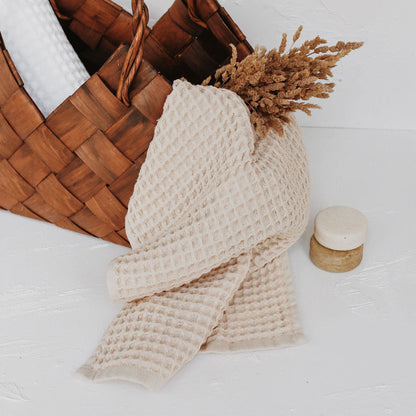 sea me at home Waffle Hand Towel – 100% Turkish Cotton, Quick-Dry, Soft and Absorbent Bathroom Towel (White)
