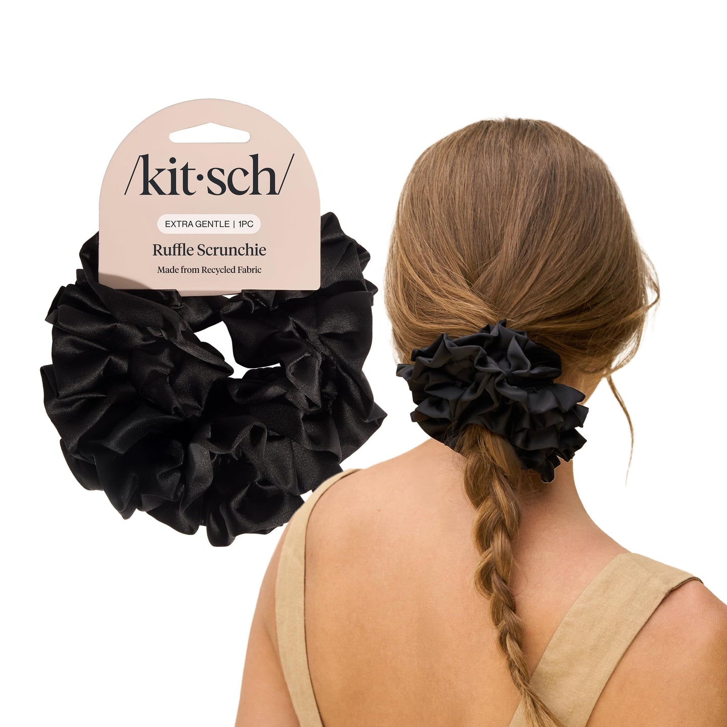 Kitsch Ultra-Petite Satin Scrunchies for Women - Cherry Blossom, 5pcs