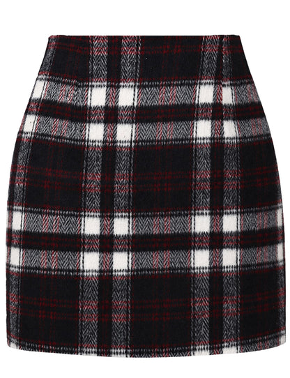 AURUZA Women's Plaid Pencil Mini Skirt