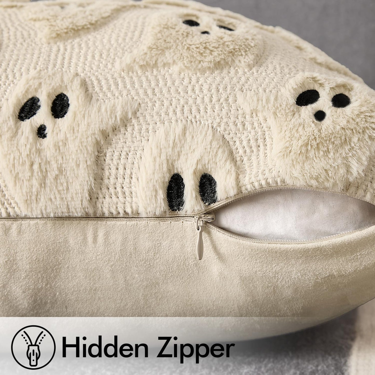 MIULEE Cute Ghost Halloween Pillow Covers 20x20 Inch Set of 2 White | Soft Plush Faux Fur Throw Pillows Spooky Fall Decorative Cushion Covers for Couch Sofa Bed Porch Living Room