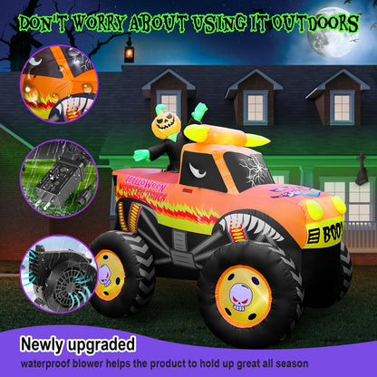 12FT Giant Halloween Inflatable Pumpkin, Blow up Halloween Decoration Built-in 6 LED and Flashing Light for Halloween Decoration Outdoor Indoor Home Party Supplies Halloween Lawn Decor