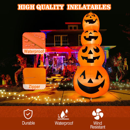 12FT Giant Halloween Inflatable Pumpkin, Blow up Halloween Decoration Built-in 6 LED and Flashing Light for Halloween Decoration Outdoor Indoor Home Party Supplies Halloween Lawn Decor