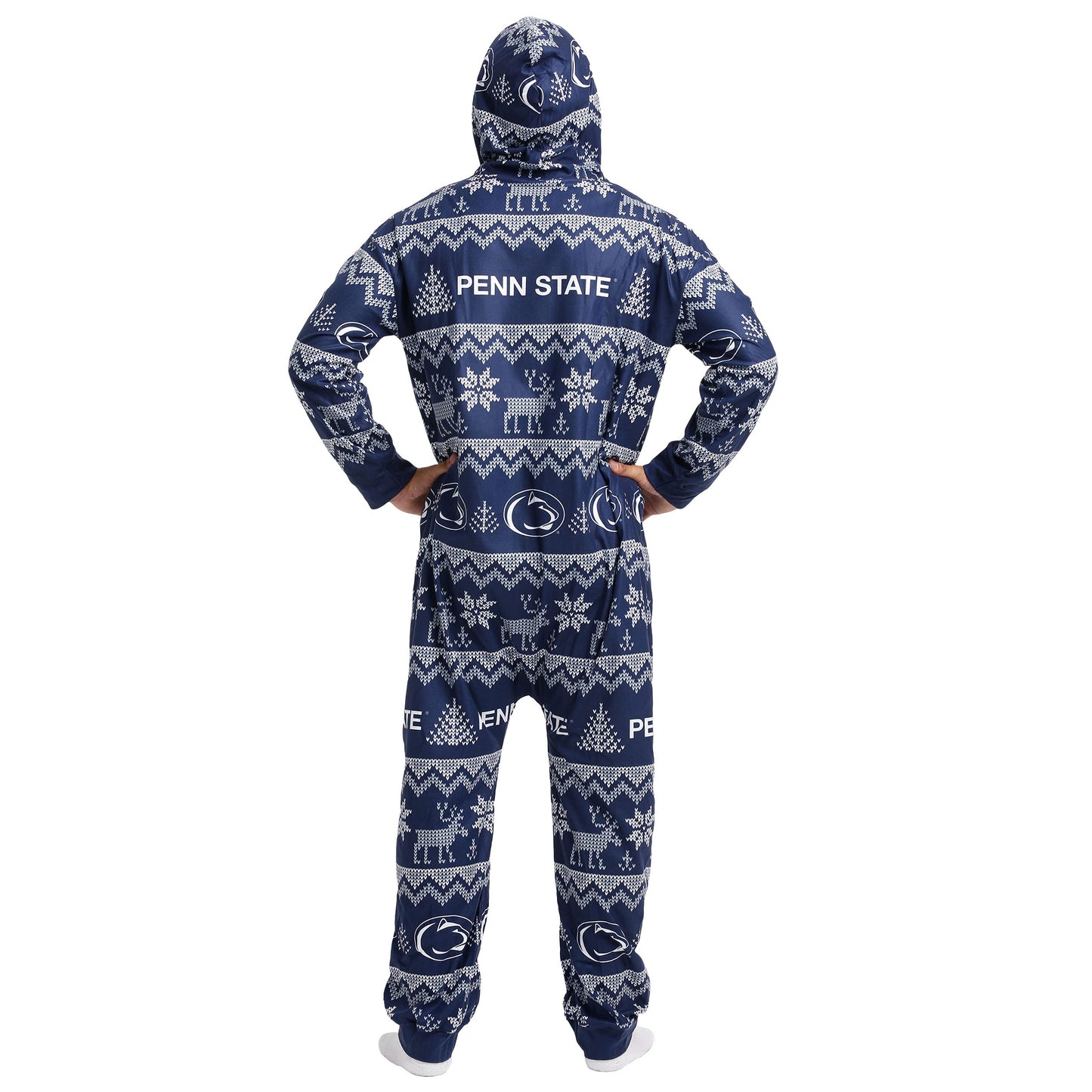 FOCO Unisex NCAA College Team Ugly Pattern Matching Holiday Pajamas One Piece Onesie