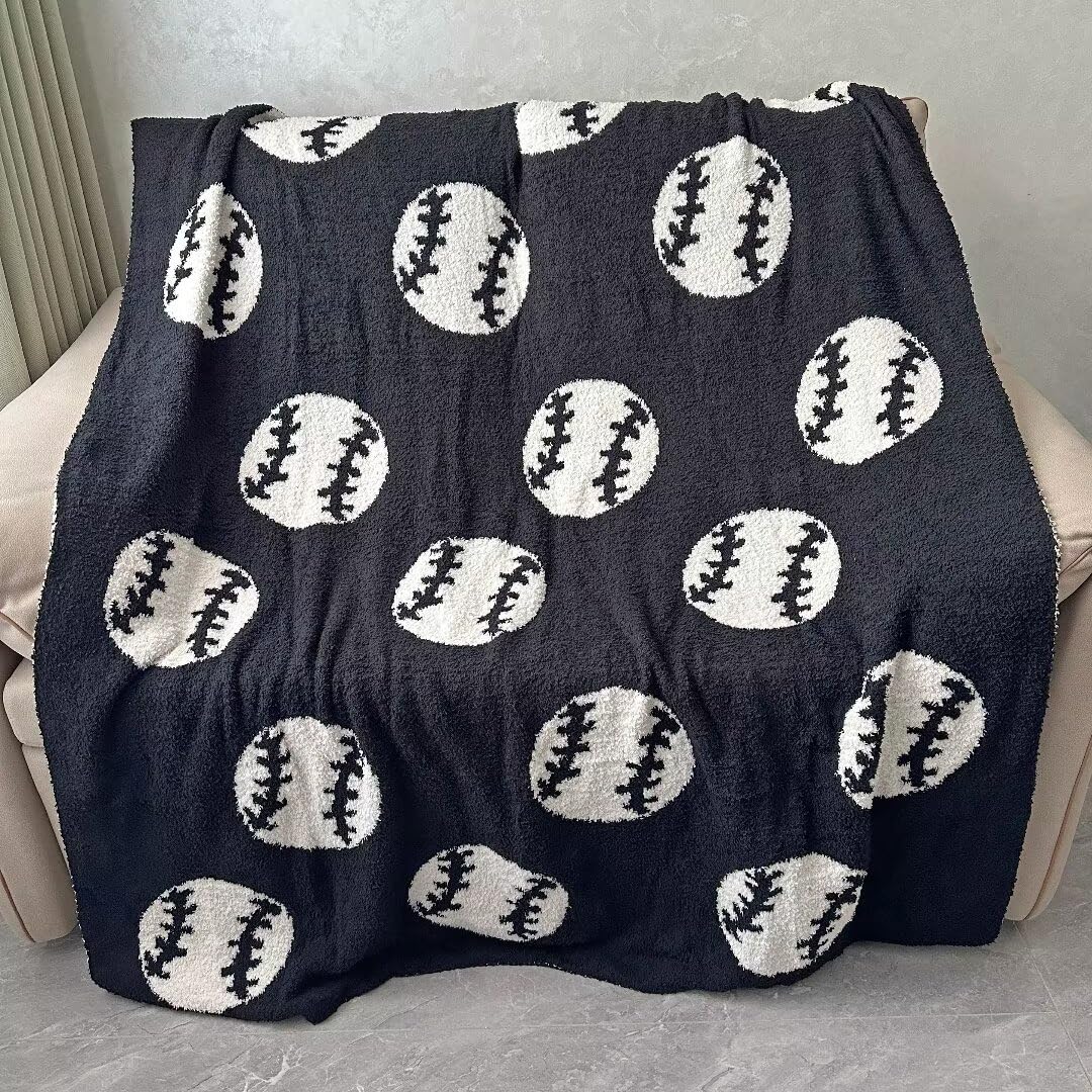 Cozy Baseball Pattern Blanket Perfect Lightweight Bedding for Adults, Soft, Warm, and Plush Soccer Sports Blanket Great for Bed Sofa (Baseball-Red, 51"x63")