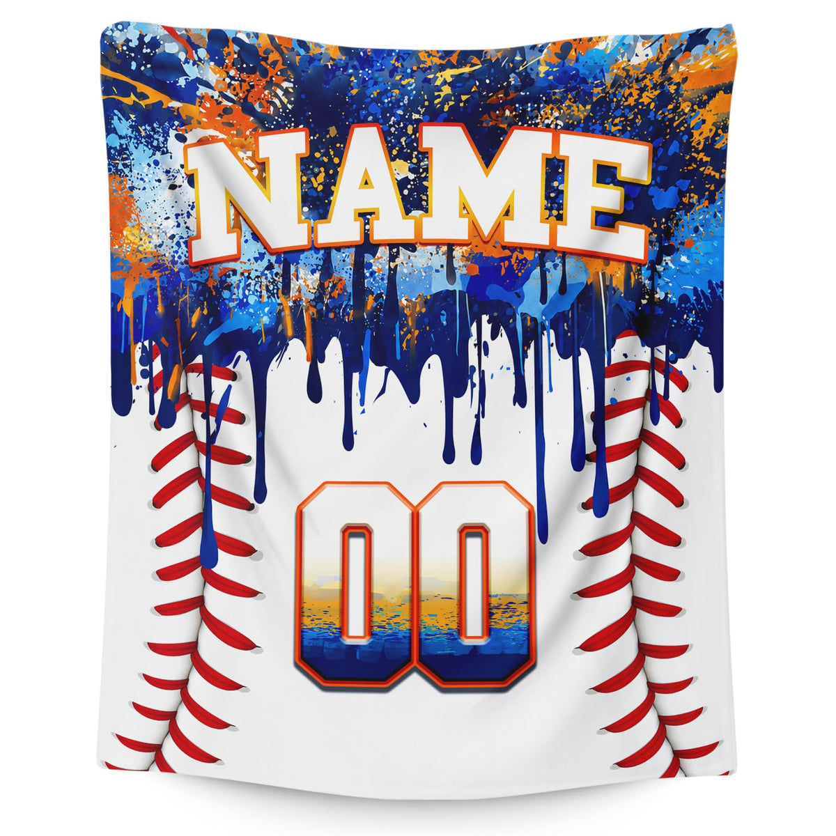 Kids Blanket Custom Baseball Blankets, Splashed Ink Throw Bed Travel