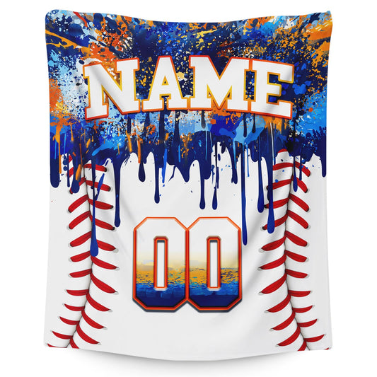 Kids Blanket Custom Baseball Blankets, Splashed Ink Throw Bed Travel