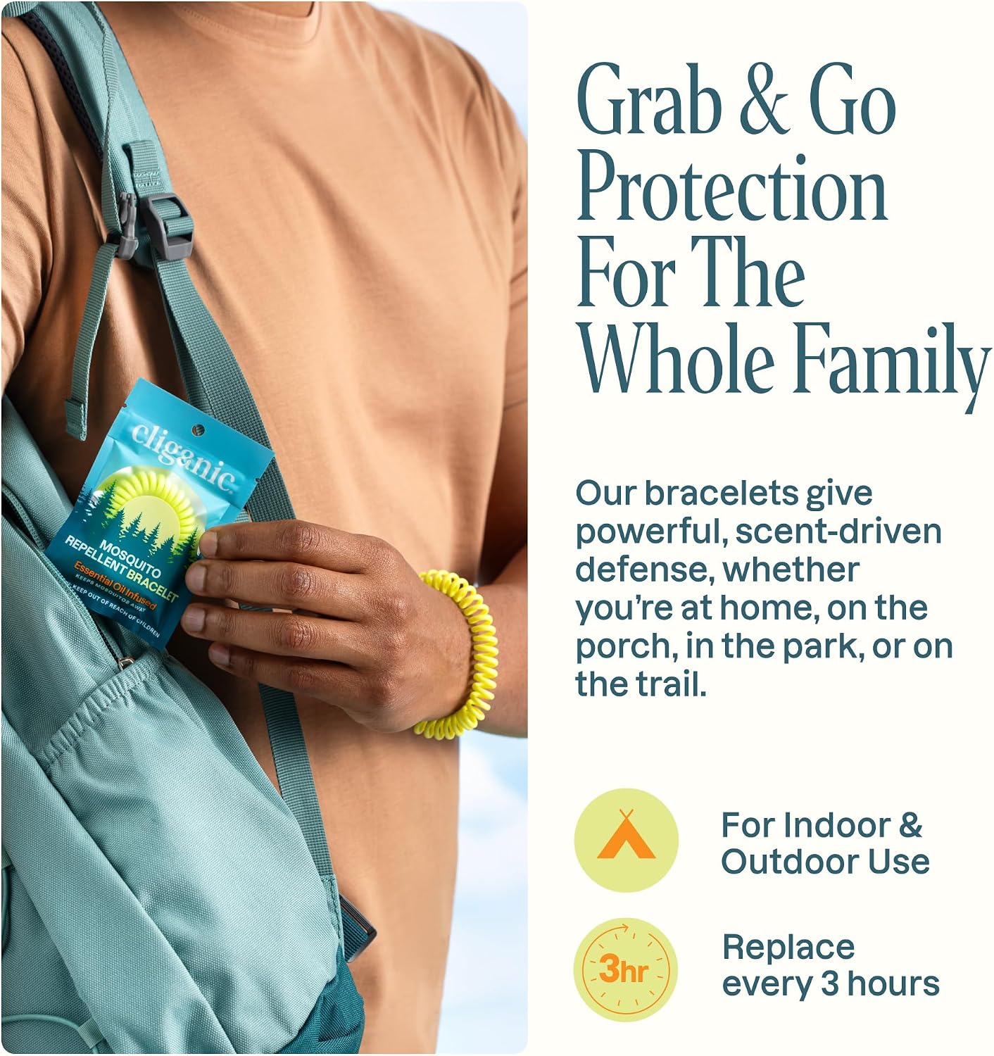 Cliganic Mosquito Repellent Bracelets for Kids & Adults, Natural, 20 Pack