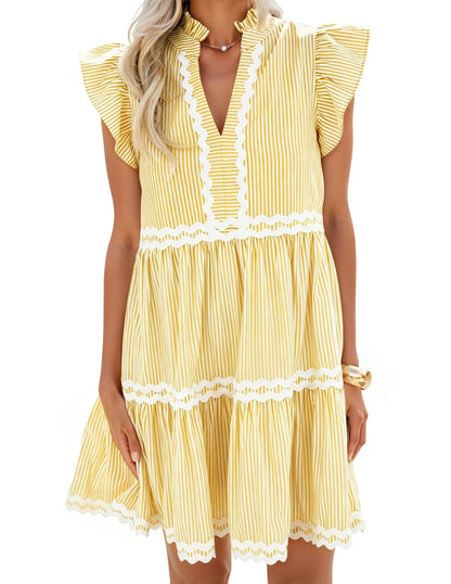 ZESICA Women's Casual Striped Mini Dress