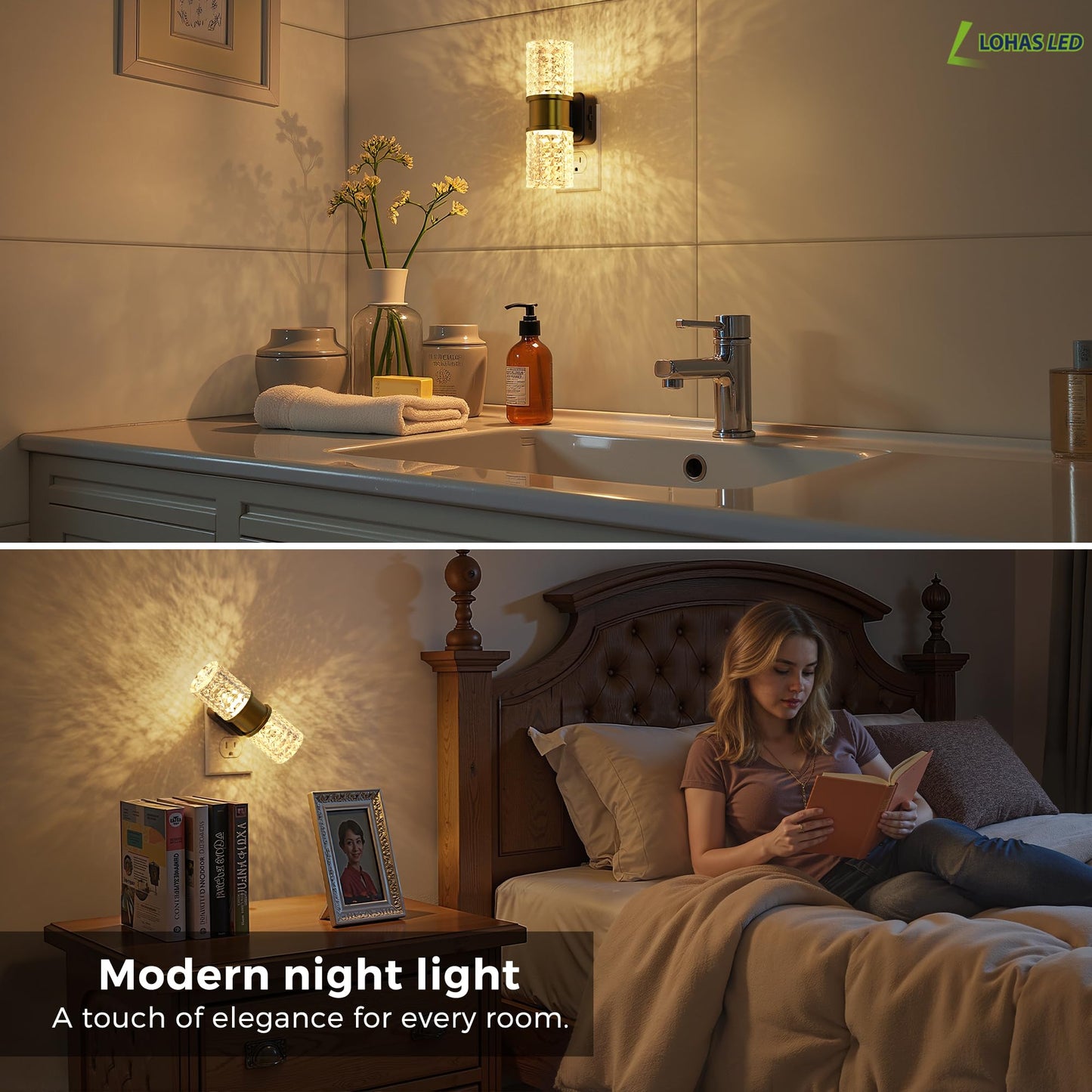 L LOHAS LED Night Light, Modern Night Lights Plug into Wall | 2 Pack