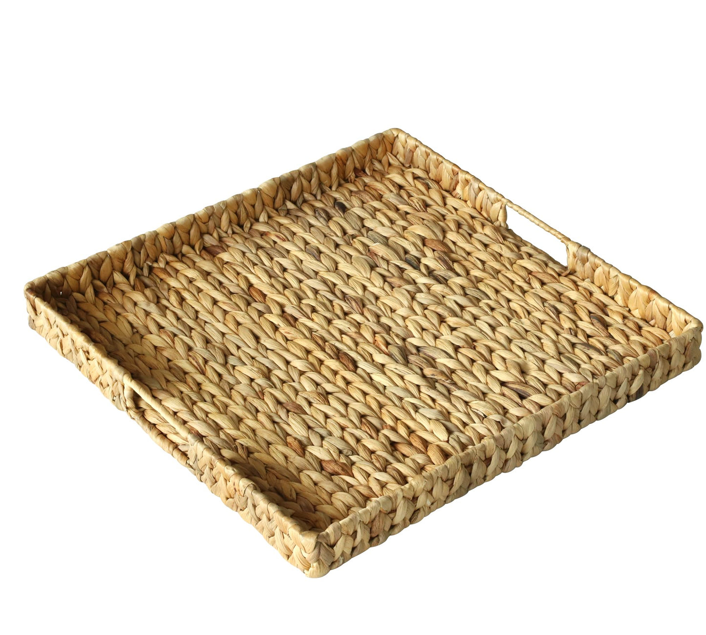 Gurfuy Extra Large Round Ottoman Table Tray with Handles - 19.7" Handmade Wicker Serving Hand Woven Tray for Farmhouse Decorative Oversized Coffee Table Trays Living Room Kitchen Counter Breakfast