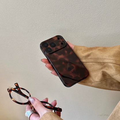Aesthetic Tortoise Shell Phone Case for iPhone 17 Pro 6.3in,Retro Cool Girl Leopard Print Brown Amber Trendy Full Camera Protective Cover for iPhone 17pro 6.3"
