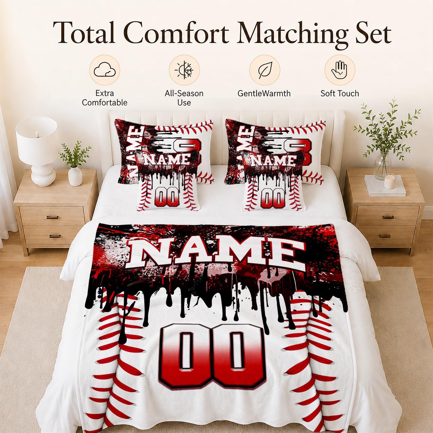 Kids Blanket Custom Baseball Blankets, Splashed Ink Throw Bed Travel