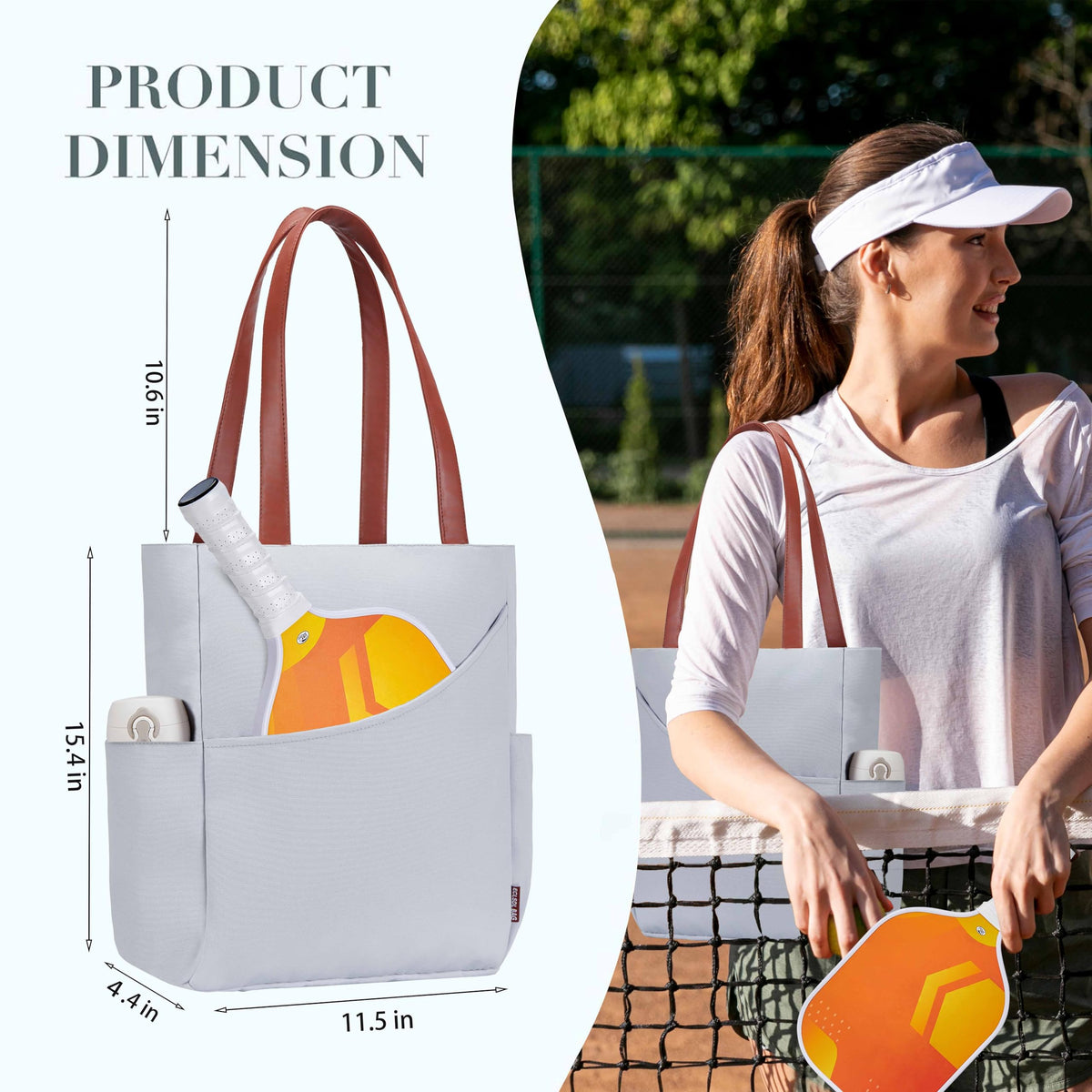 Pickleball Bag for Women Stylish Nylon Tote Fits 2 Paddle, Ball, Gear, Utility Shoulder Handbag for Sports