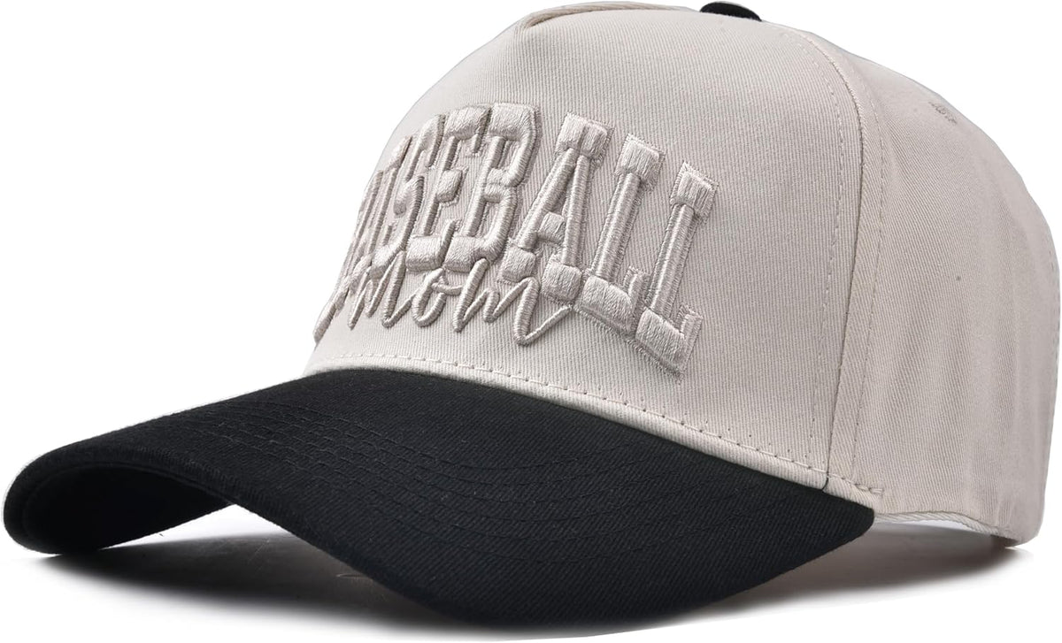 Baseball Mama Trucker Hat- 3D Embroidered Mama Adjustable Cotton Baseball Caps for Women
