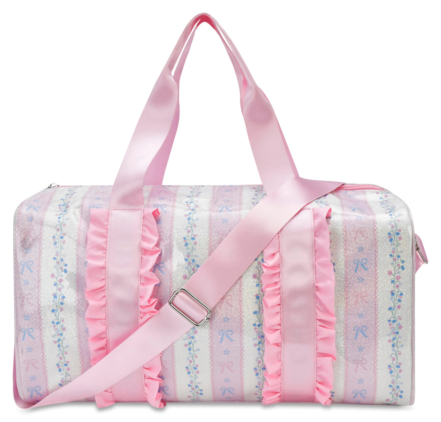 iscream 17" x 10" Duffle Bag with Double Handles, Removable, Adjustable Should Strap and Ruffle Accents - Vintage Vibes
