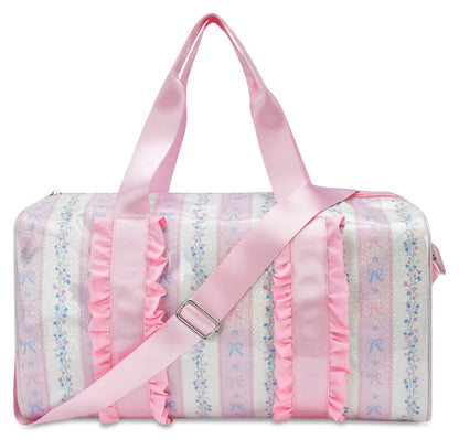 iscream 17" x 10" Duffle Bag with Double Handles, Removable, Adjustable Should Strap and Ruffle Accents - Vintage Vibes