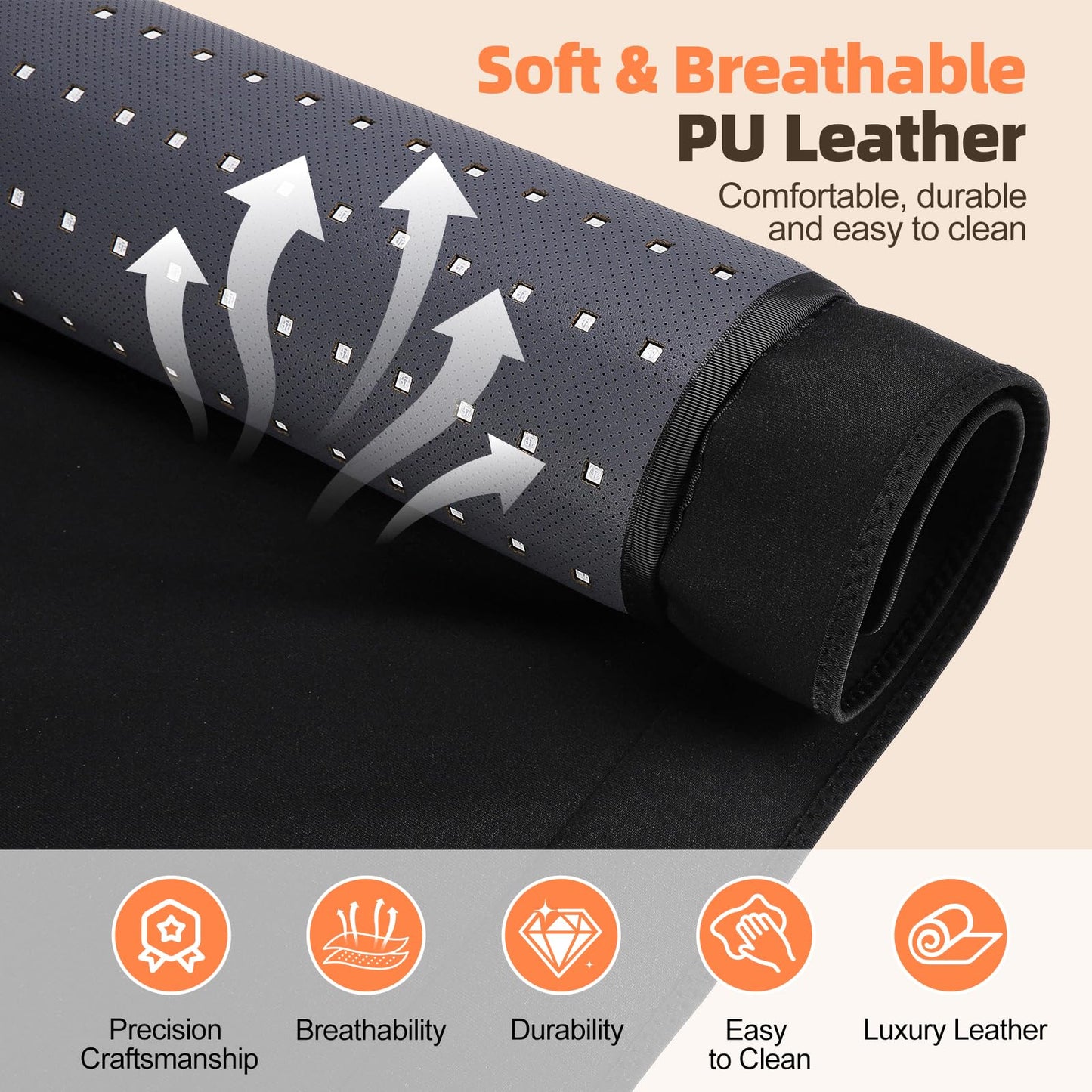 Red Light Therapy Mat for Full Body, 76.8'' X 33.4'' Red Light Therapy Blanket, 1370 (660nm & 850nm) LEDs for Home Use, 3 Modes & Adjustable Timer, Premium Leather
