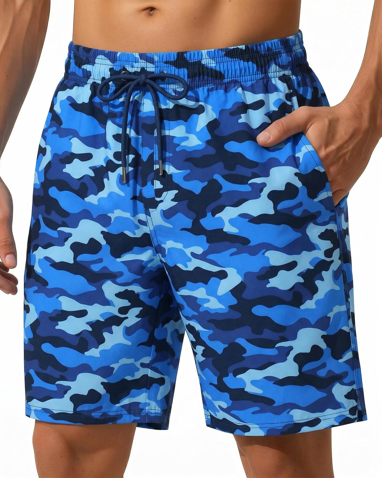 Yufawow 9 Inch Men Swim Trunks with Mesh Lining Quick Dry Breathable Pockets for Summer Beach Cruise Water Park Gym Running