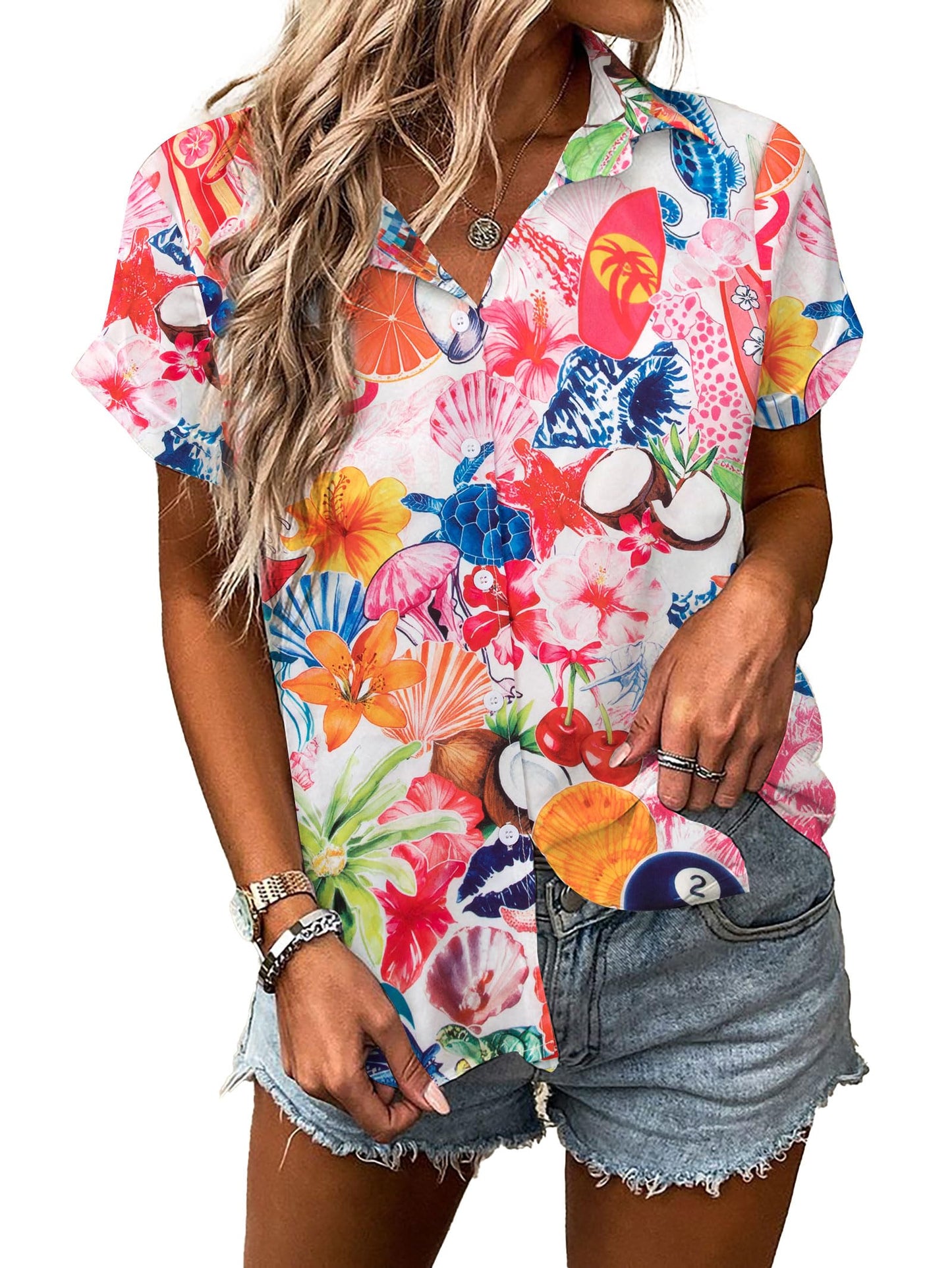 UNIQUEONE Womens Hawaiian Shirt