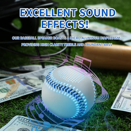 Glow Baseball Bluetooth Speaker，Portable Sports Gift for Fans, Waterproof Outdoor Speaker with Party Lights.