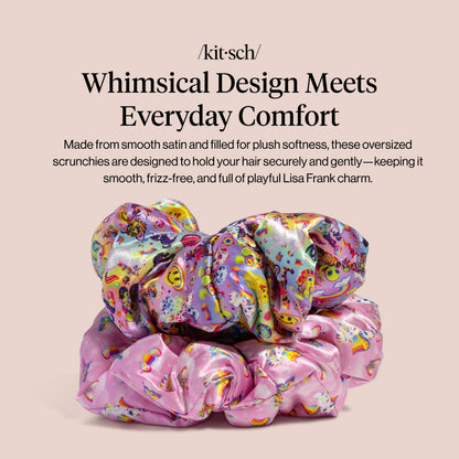 Kitsch Ultra-Petite Satin Scrunchies for Women - Cherry Blossom, 5pcs