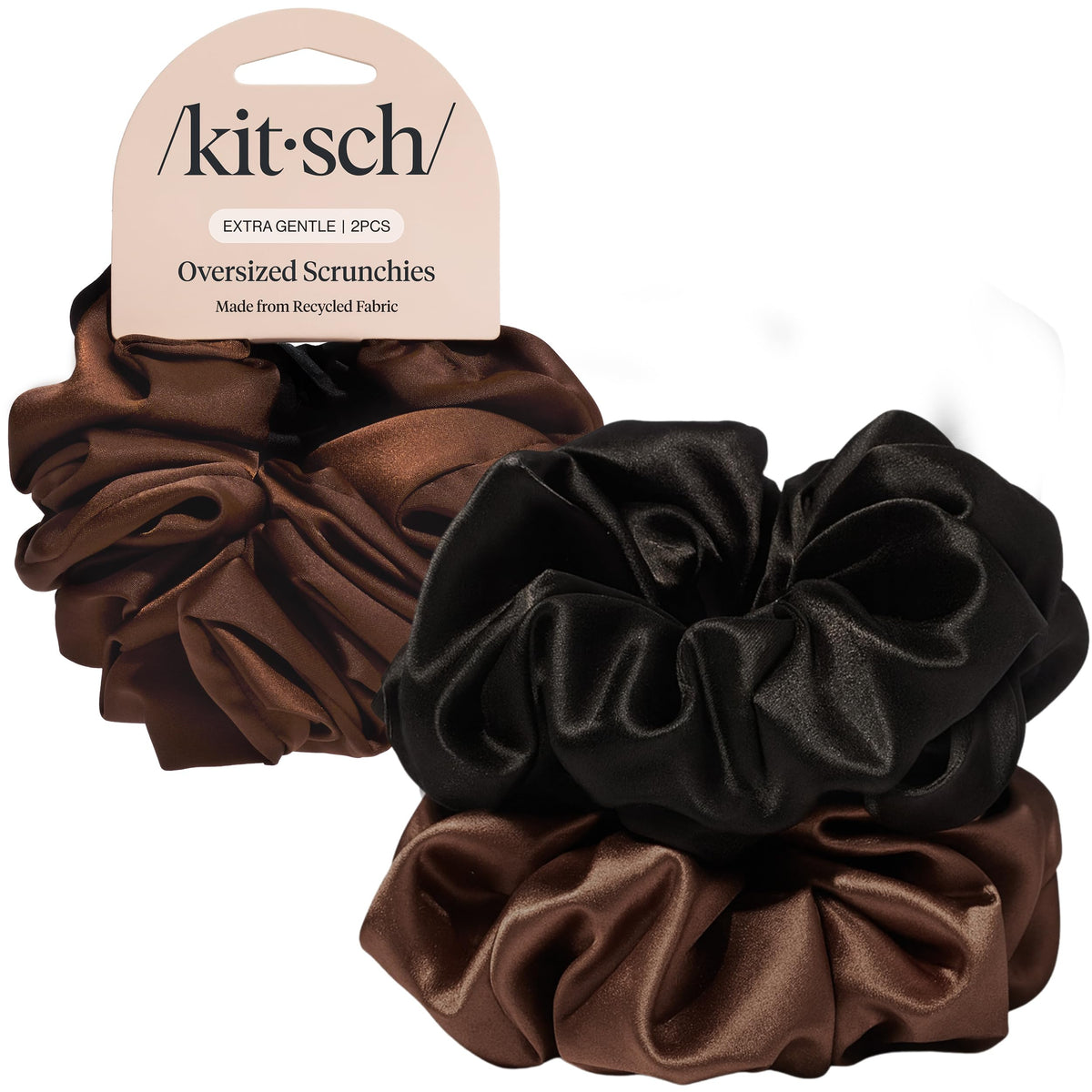 Kitsch Ultra-Petite Satin Scrunchies for Women - Cherry Blossom, 5pcs