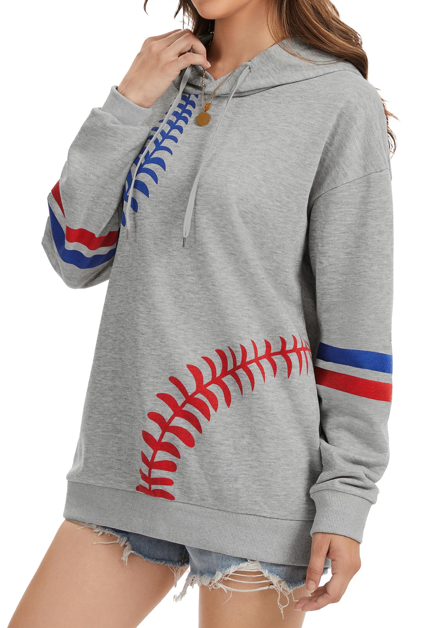 Womens Baseball Hoodie Casual Long Sleeve Baseball Mom Sweatshirt