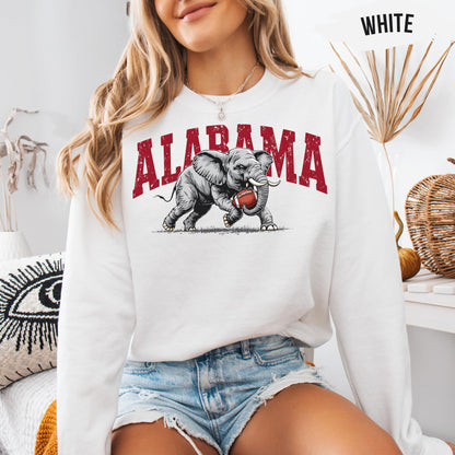 Alabama Elephant Football Sweatshirt – Vintage Sport Grey Crewneck Pullover – Retro Game Day Apparel for Men & Women