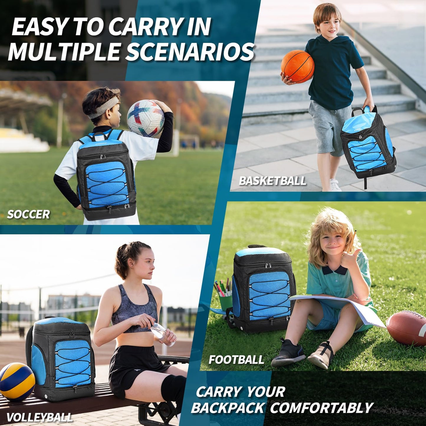Soccer Backpack,Soccer Bag with Ball Holder and Shoe Compartment