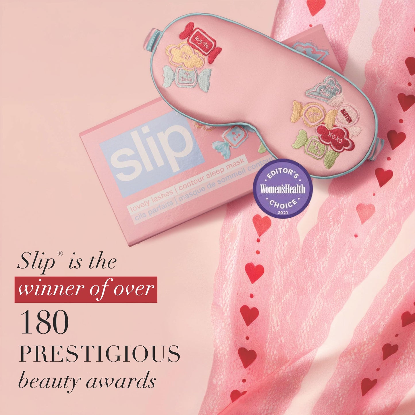 slip Pure Silk Contour Sleep Mask: Protect Your Delicate Lashes with Our Innovative, Lash-Friendly Design. Experience Uninterrupted Beauty Sleep with Slipsilk™ Comfort, 1 Contour Mask, Scarlet