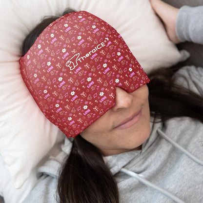 TheraICE Headache Relief Cap, Migraine Ice Pack Mask Products, Women Cooling Gel Hat, Face Cold Compress Head Wrap for Her Stress. Great Birthday Gift for Mom, Sister, Grandma, Girlfriend, & Teacher