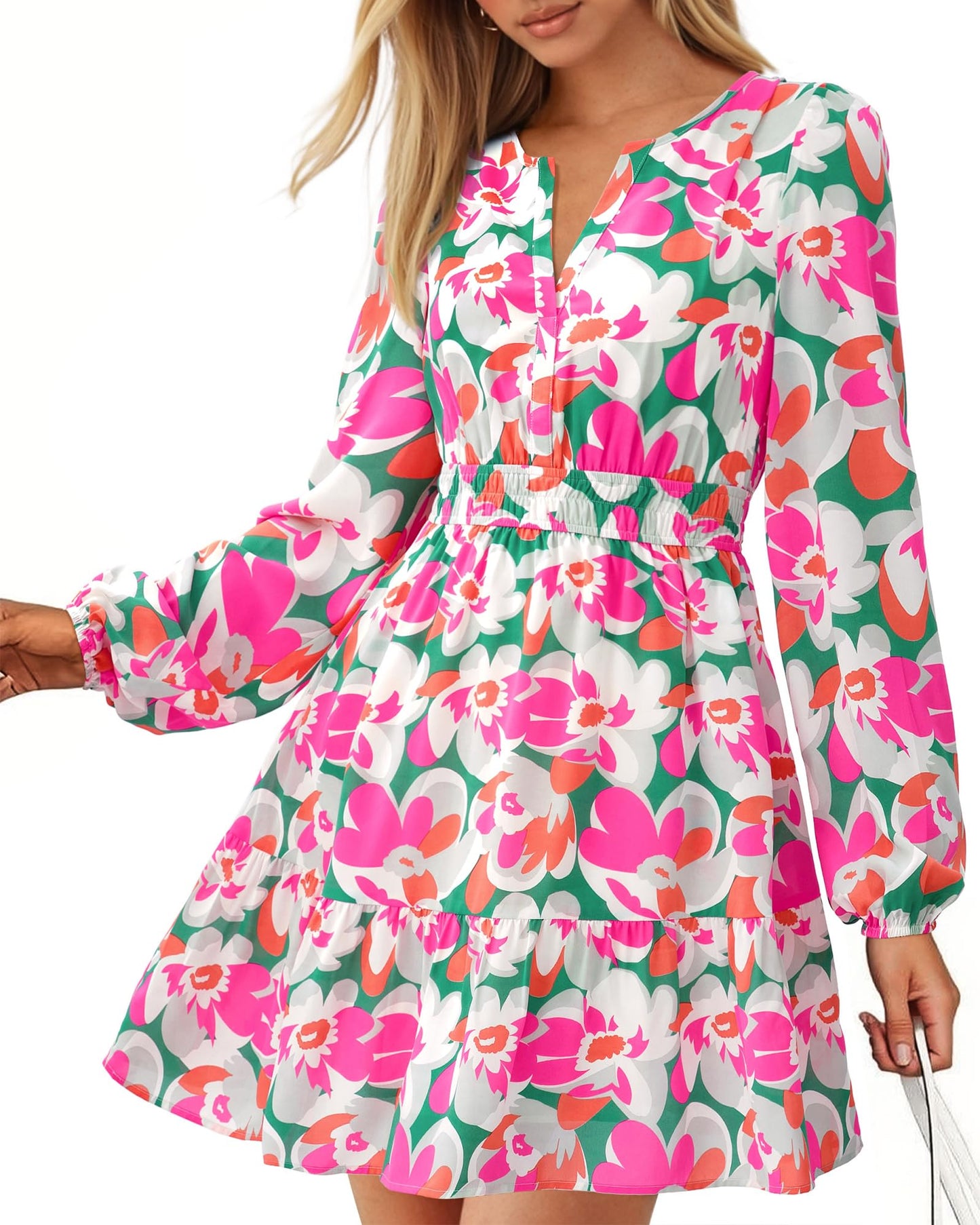 BTFBM Women’s Floral Long Sleeve Mini Dress