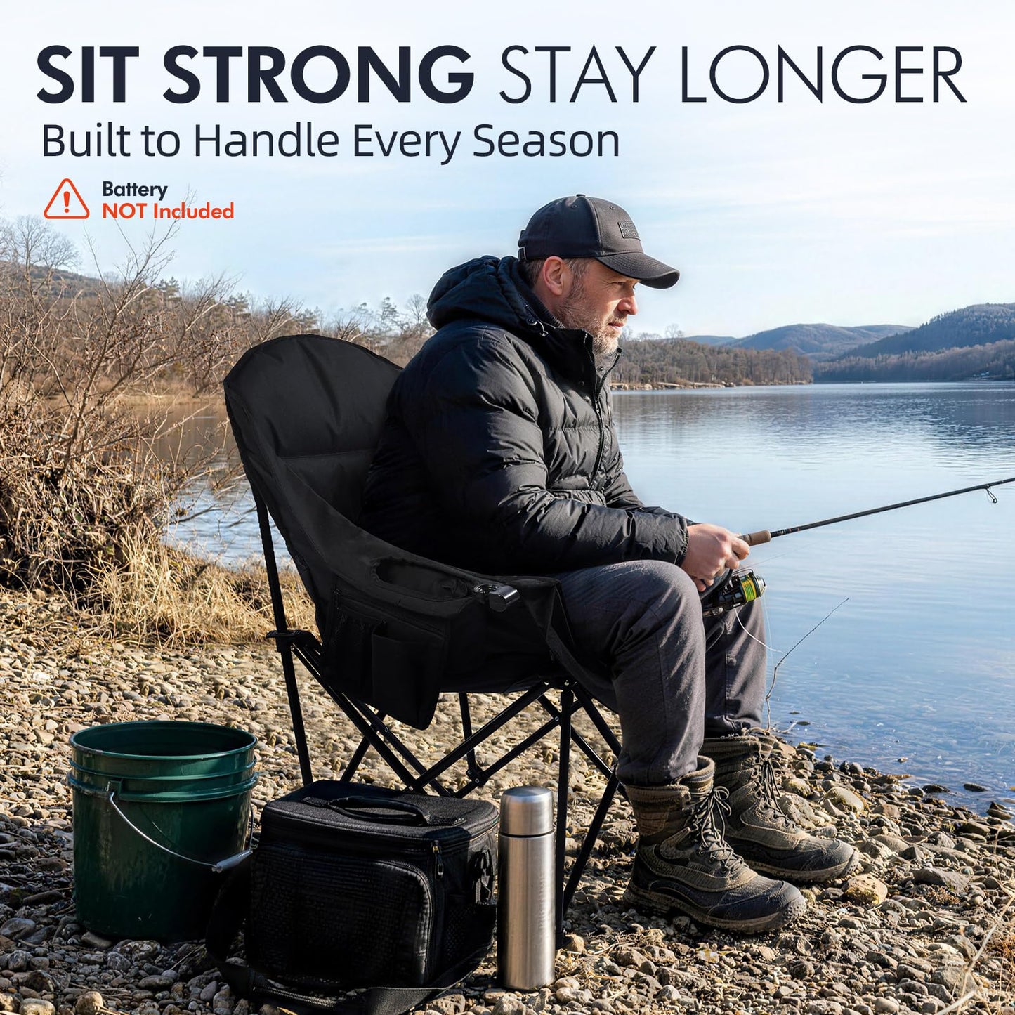 Oversized Camping Chairs for Adults - Heavy Duty Padded Outdoor Camp Chair