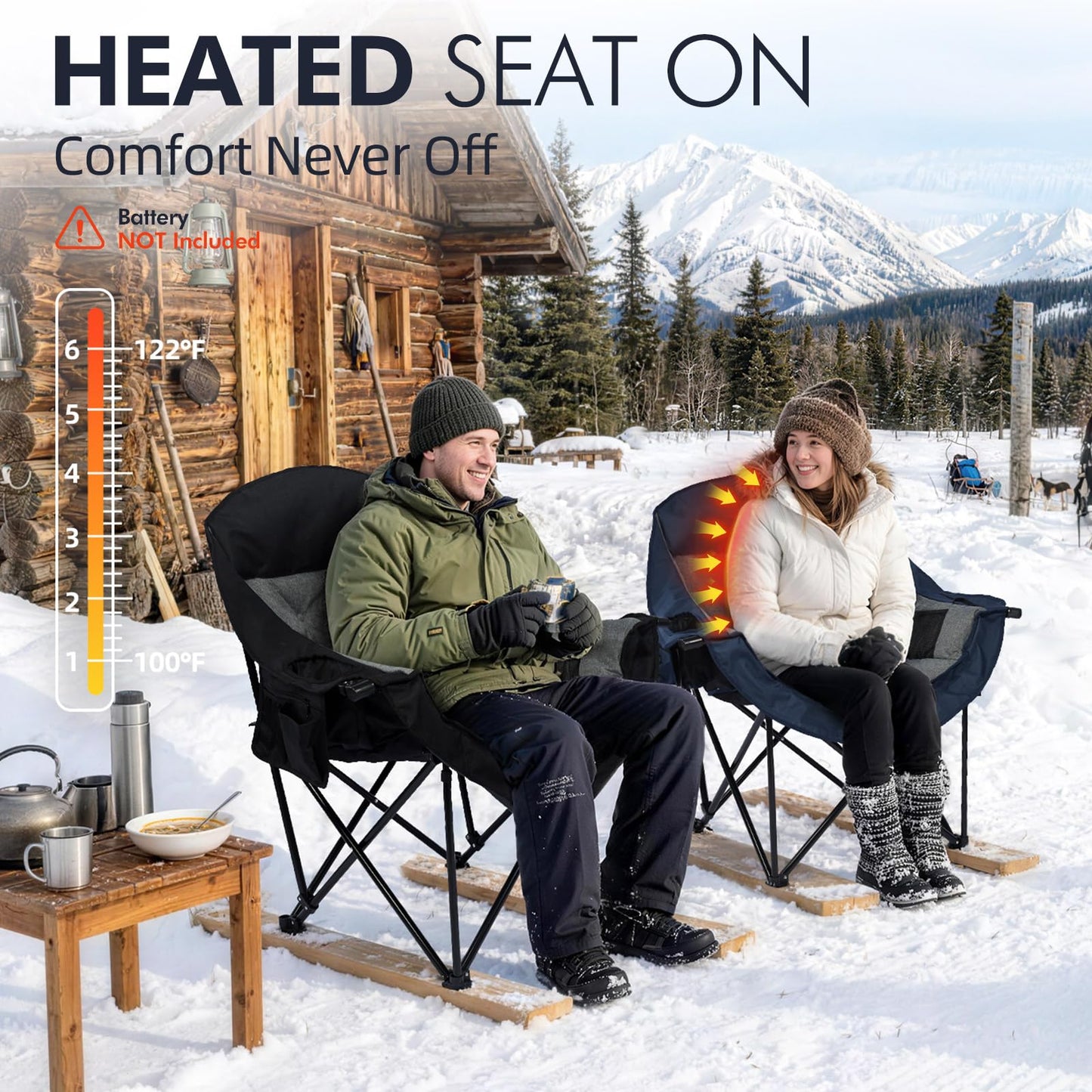 Oversized Camping Chairs for Adults - Heavy Duty Padded Outdoor Camp Chair